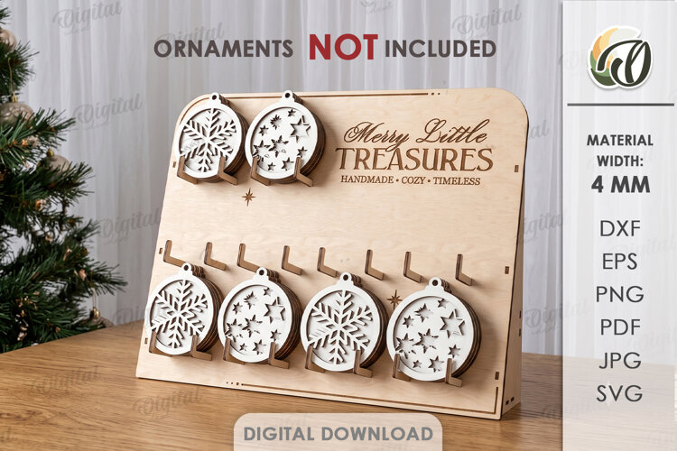 Christmas Ornaments Display Stand Laser Cut. Christmas SVG example image 1