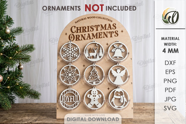 Christmas Ornaments Display Stand Laser Cut. Christmas SVG example image 1