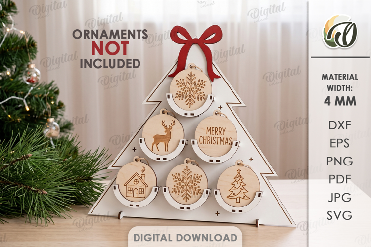 Christmas Ornaments Display Stand Laser Cut. Christmas SVG
