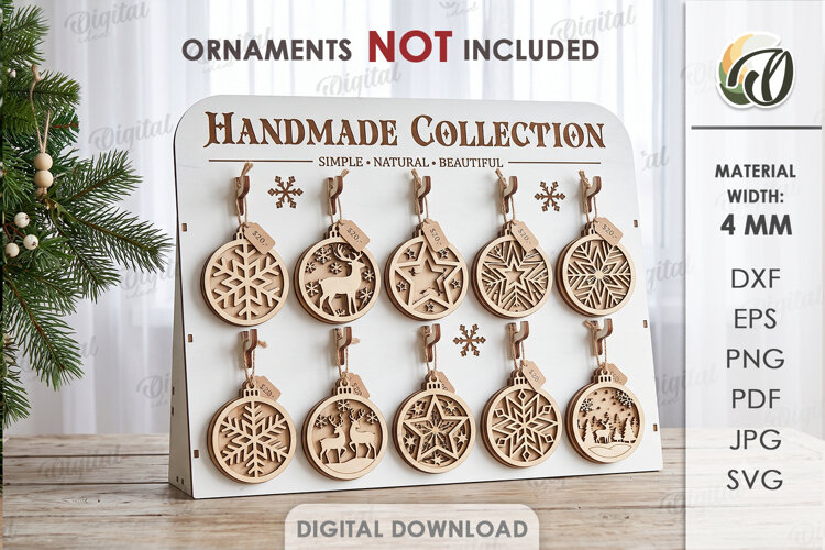 Christmas Ornaments Display Stand Laser Cut. Christmas SVG example image 1