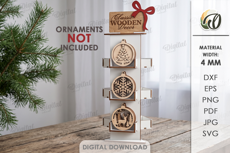 Christmas Ornaments Display Stand Laser Cut. Christmas SVG