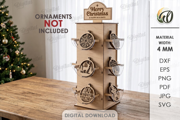 Christmas Ornaments Display Stand Laser Cut. Christmas SVG example image 1