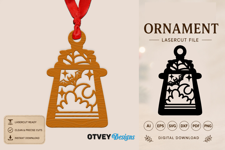 Ornament Lantern Halloween Lasercut