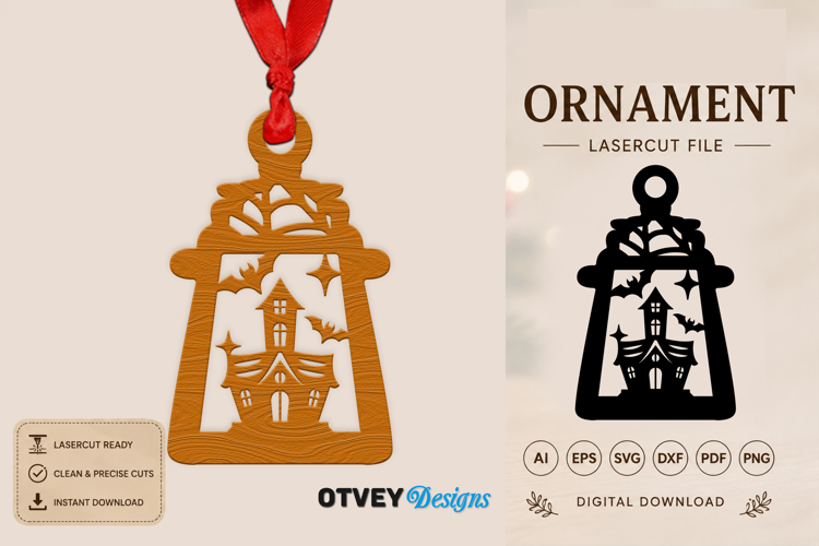Ornament Lantern Halloween Lasercut