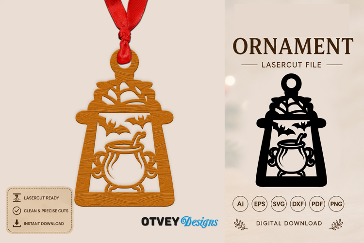 Ornament Lantern Halloween Lasercut