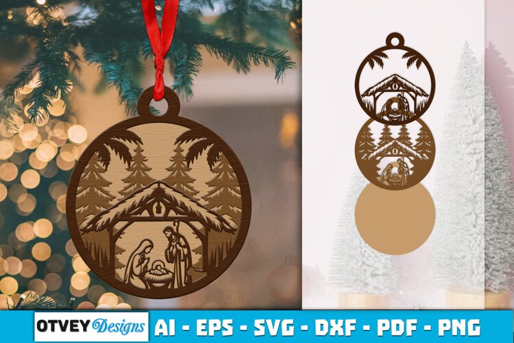 Ornament Nativity Layered Lasercut example image 1