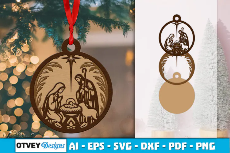 Ornament Nativity Layered Lasercut