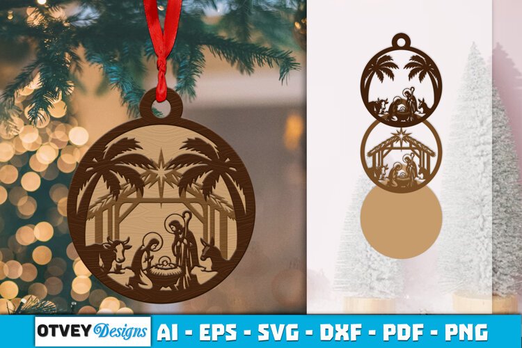 Ornament Nativity Layered Lasercut example image 1