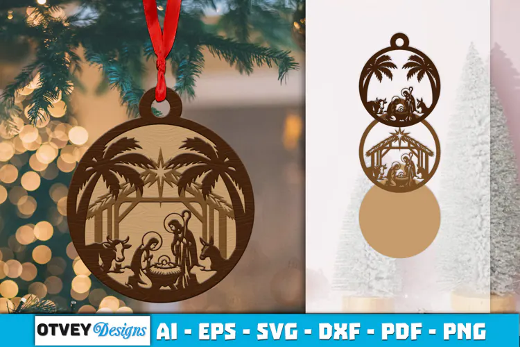 Ornament Nativity Layered Lasercut