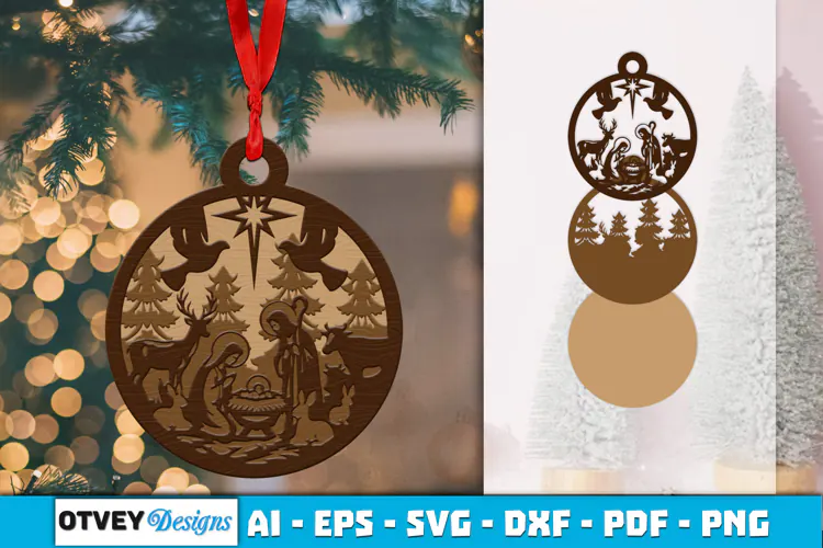 Ornament Nativity Layered Lasercut