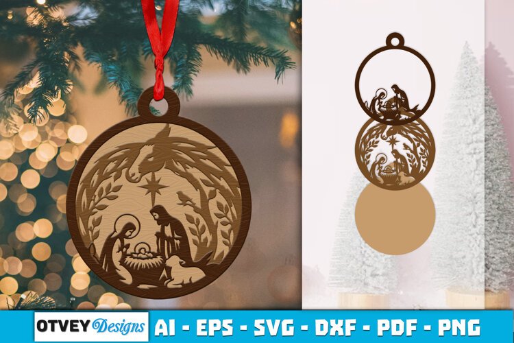 Ornament Nativity Layered Lasercut example image 1