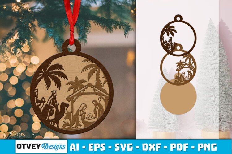 Ornament Nativity Layered Lasercut example image 1