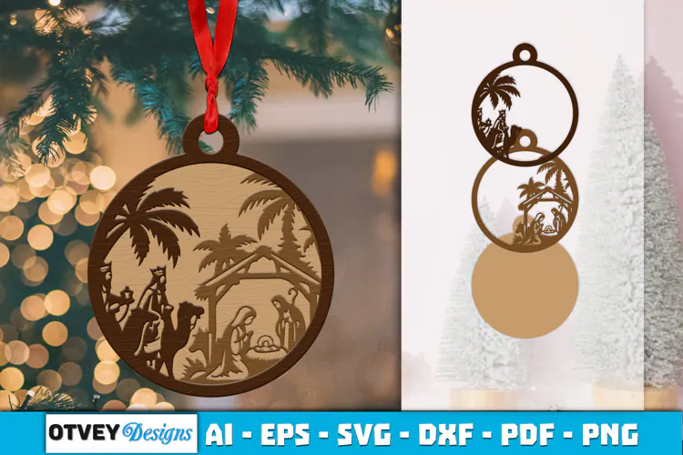 Ornament Nativity Layered Lasercut