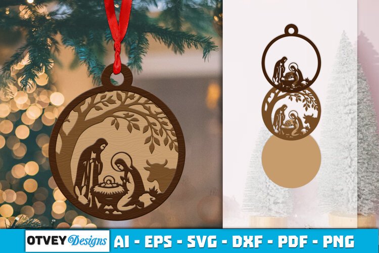 Ornament Nativity Layered Lasercut example image 1