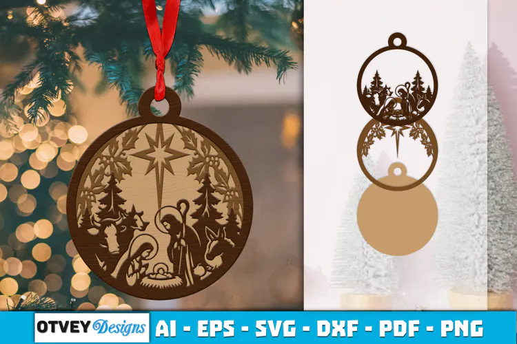 Ornament Nativity Layered Lasercut