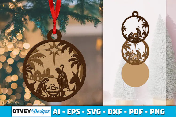 Ornament Nativity Layered Lasercut