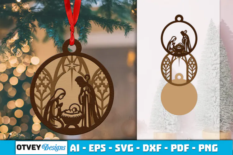 Ornament Nativity Layered Lasercut