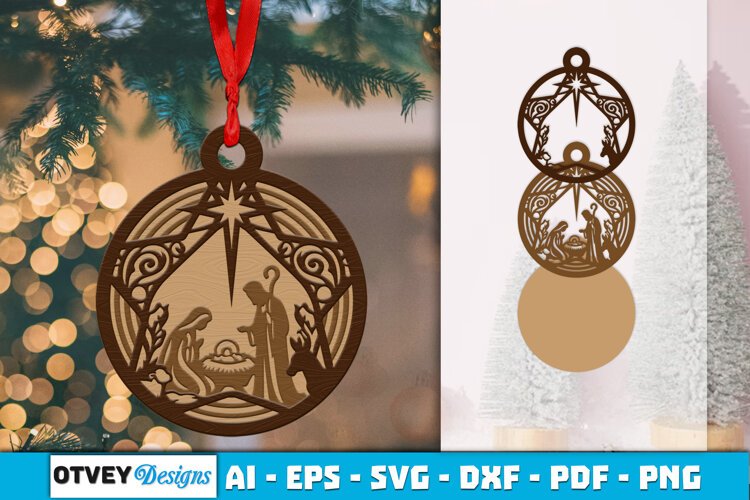 Ornament Nativity Layered Lasercut example image 1