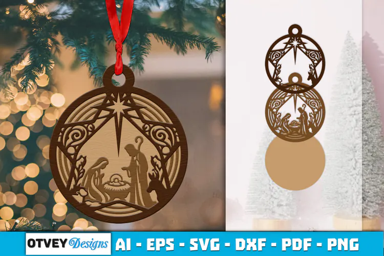 Ornament Nativity Layered Lasercut