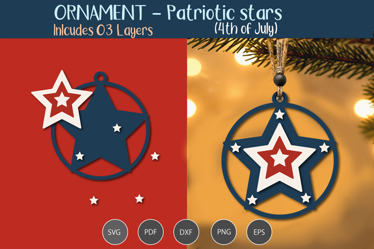 4th of July Ornament Patriotic star example image 1