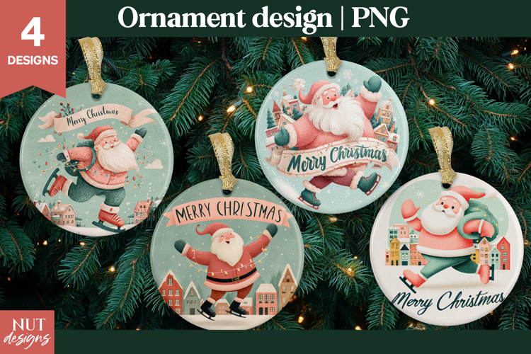 Christmas ornament Funny Skating Santa Ornament PNGs
