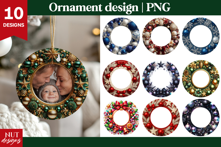 Christmas ornament sublimation Photo Ornament Frame design