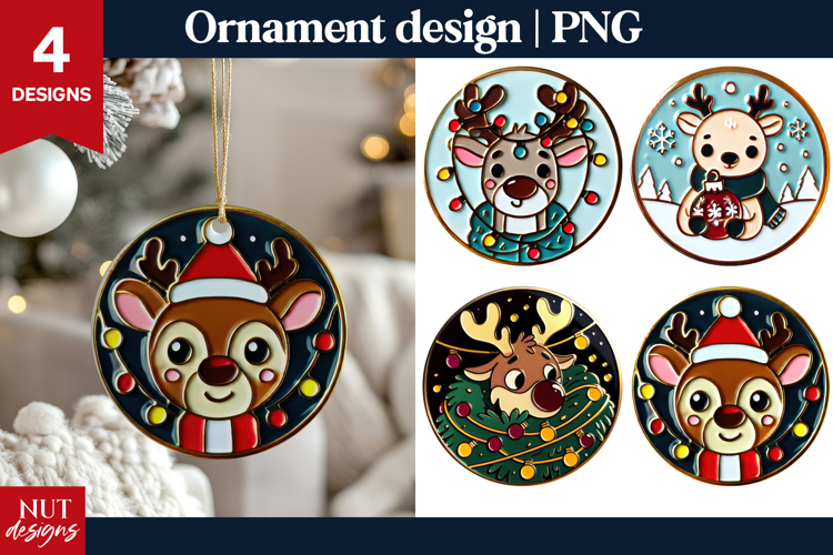 Christmas ornament sublimation Enamel pin Christmas Reindeer