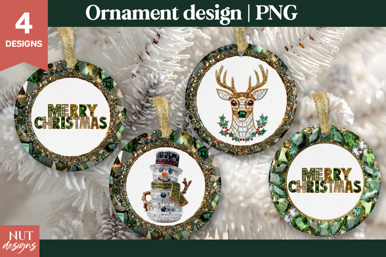 Christmas ornament Jeweled Elegant Deer & Snowman Ornaments