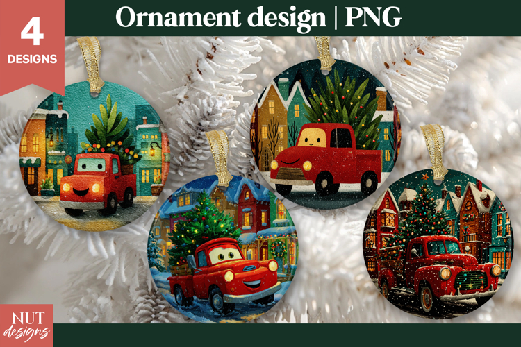 Christmas ornament Red Truck Town Ornament PNGs
