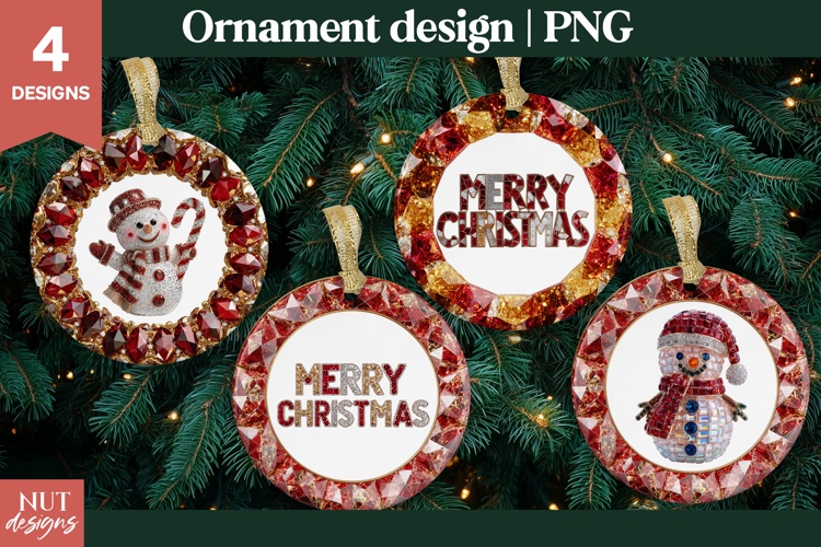 Christmas ornament Jeweled Gem Snowman Ornament PNG