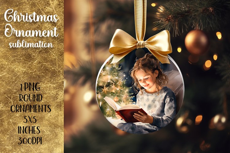 Christmas Ornaments Children reading a book| Sublimation