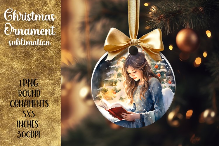 Christmas Ornaments Children reading a book| Sublimation