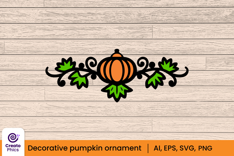 Floral pumpkin ornament divider | Decorative element clipart