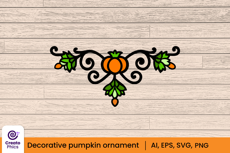 Floral pumpkin ornament divider | Decorative element clipart