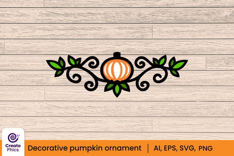 Floral pumpkin ornament divider | Decorative element clipart