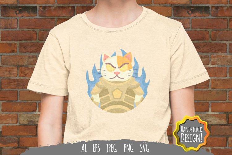 Ornamental Cat Wearing Armour SVG example image 1