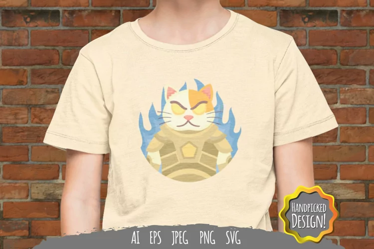 Ornamental Cat Wearing Armour SVG