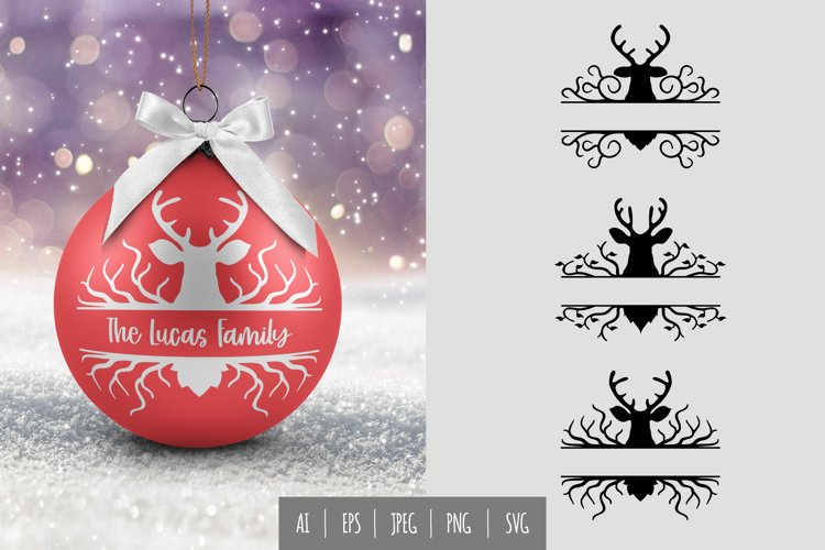Split Deer with Branch Set for Decoration example image 1