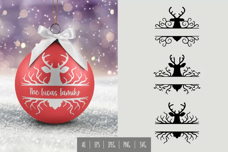 Split Deer with Branch Set for Decoration