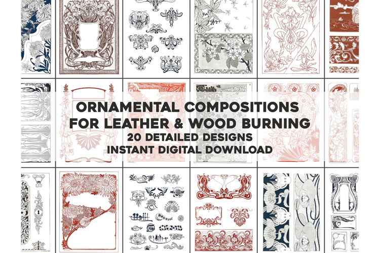 20 Ornamental Sheets for Leather Working and Wood Burning