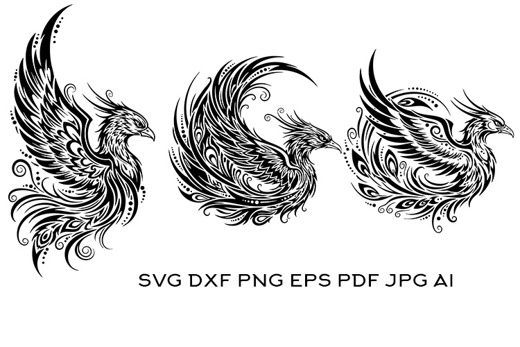 3 Intricate Tribal Phoenix Tattoo