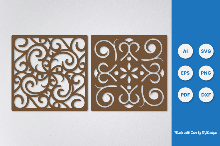 Ornamental Square Laser Cut SVG