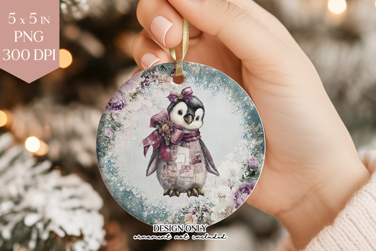 Baby Penguin Christmas Ornament PNG