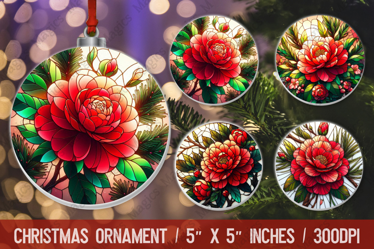 3D Christmas Ornament Sublimation Design, Round Ornament Png