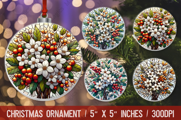 3D Christmas Ornament Sublimation Design, Round Ornament Png