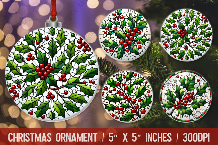 3D Christmas Ornament Sublimation Design, Round Ornament Png