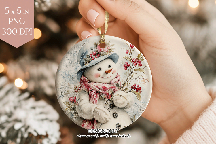 Winter Snowman Sublimation Ornament PNG