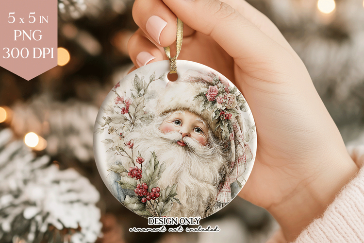 Christmas Santa Portrait Ornament PNG