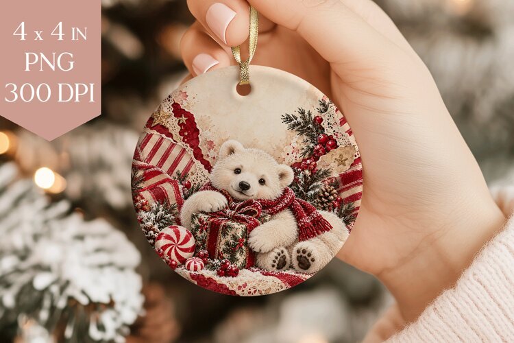 Polar Bear Christmas Ornament PNG example image 1