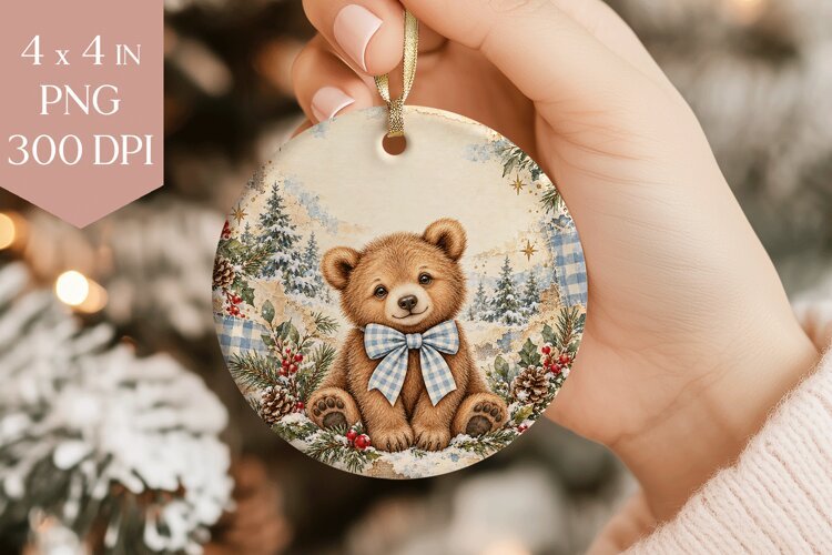 Blue Bear Christmas Ornament PNG example image 1